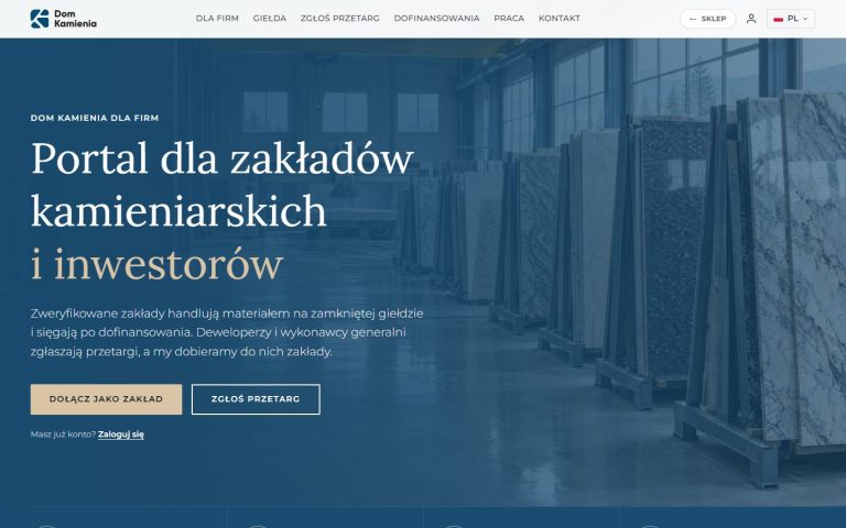 domkamienia.pl: portal dla zakładów i inwestorów