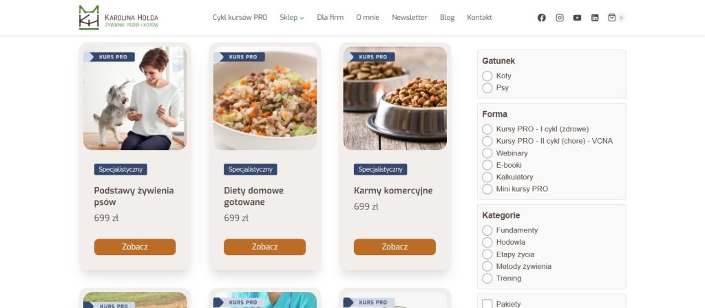 karolinaholda.com: sklep z modułem filtrowania