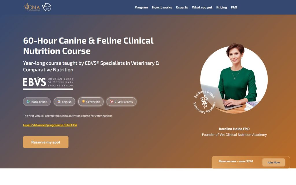 vetclinicalnutrition.academy: strona główna kursu